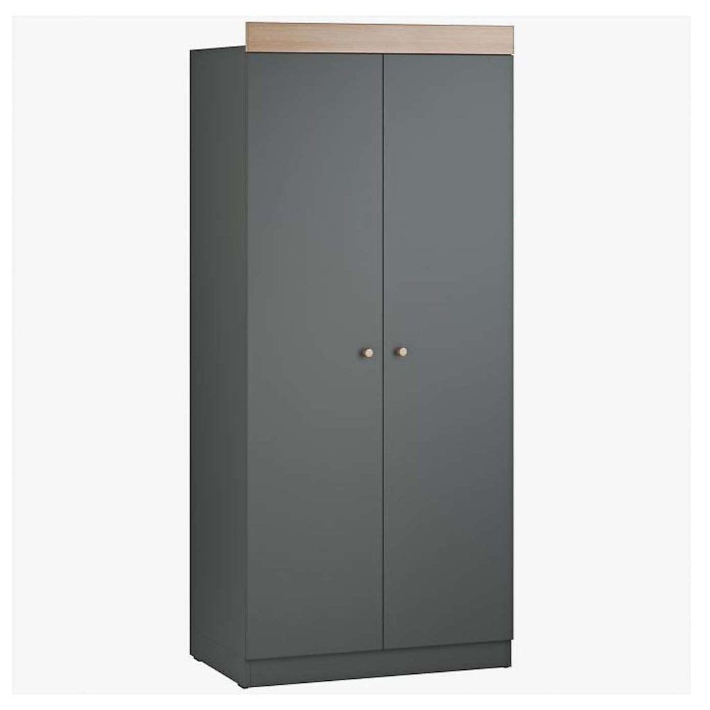 Little Acorns Burlington 3 Piece Nursery Furniture Set with Cot Bed Dresser and Wardrobe - Anthracite Grey & Oak