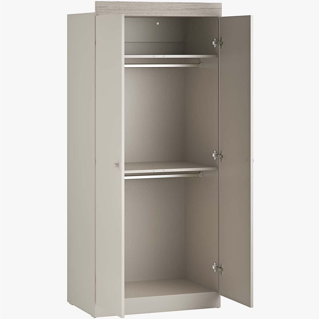 Little Acorns Burlington 3 Piece Nursery Furniture Set with Cot Bed Dresser and Wardrobe - Cashmere & Grey Ash