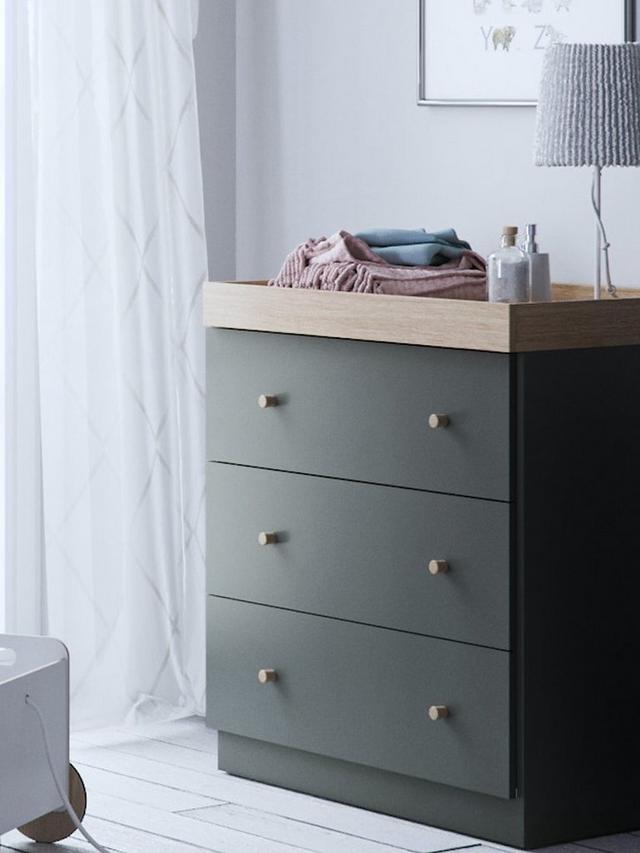 Little Acorns Burlington Dresser - Anthracite Grey & Oak - Dresser & Changing Unit