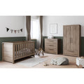 Little Acorns Ellesmere 3 Piece Nursery Furniture Set with Cot Bed Under Drawer Dresser and Wardrobe - Truffle Oak