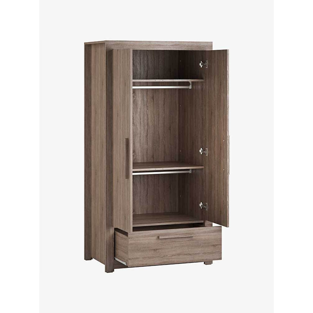 Little Acorns Ellesmere 3 Piece Nursery Furniture Set with Cot Bed Under Drawer Dresser and Wardrobe - Truffle Oak