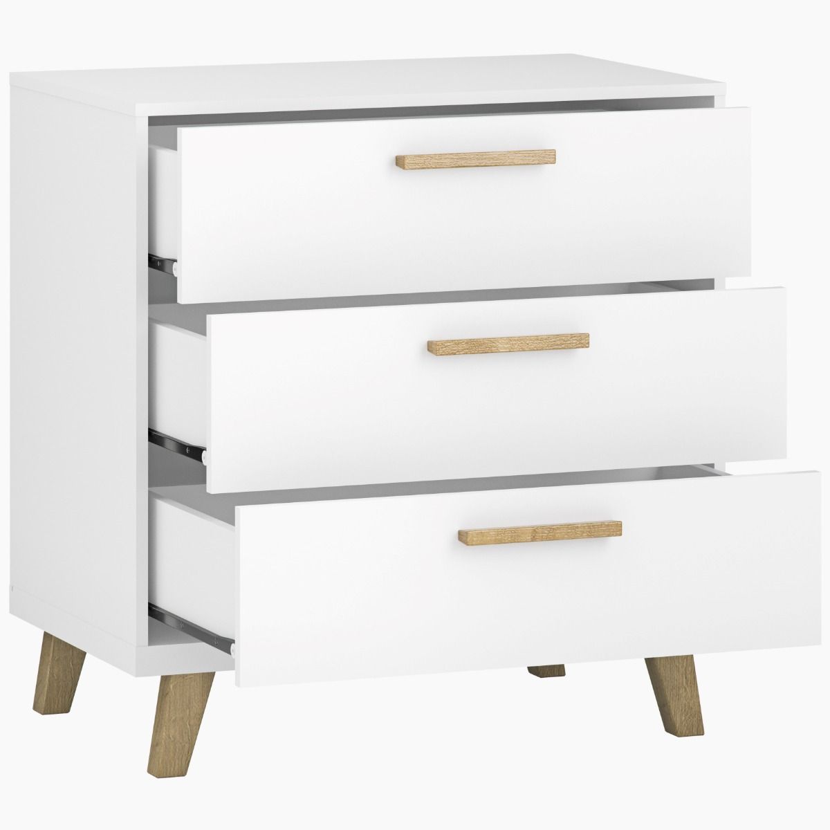 Little Acorns Siriana 3 Piece Nursery Furniture Set with Cot Bed Dresser and Wardrobe - White & Oak - Nursery Furniture