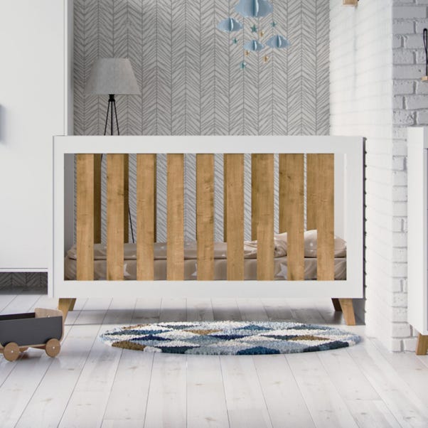 Little Acorns Siriana Cot Bed - White & Oak - Cot & Cotbed