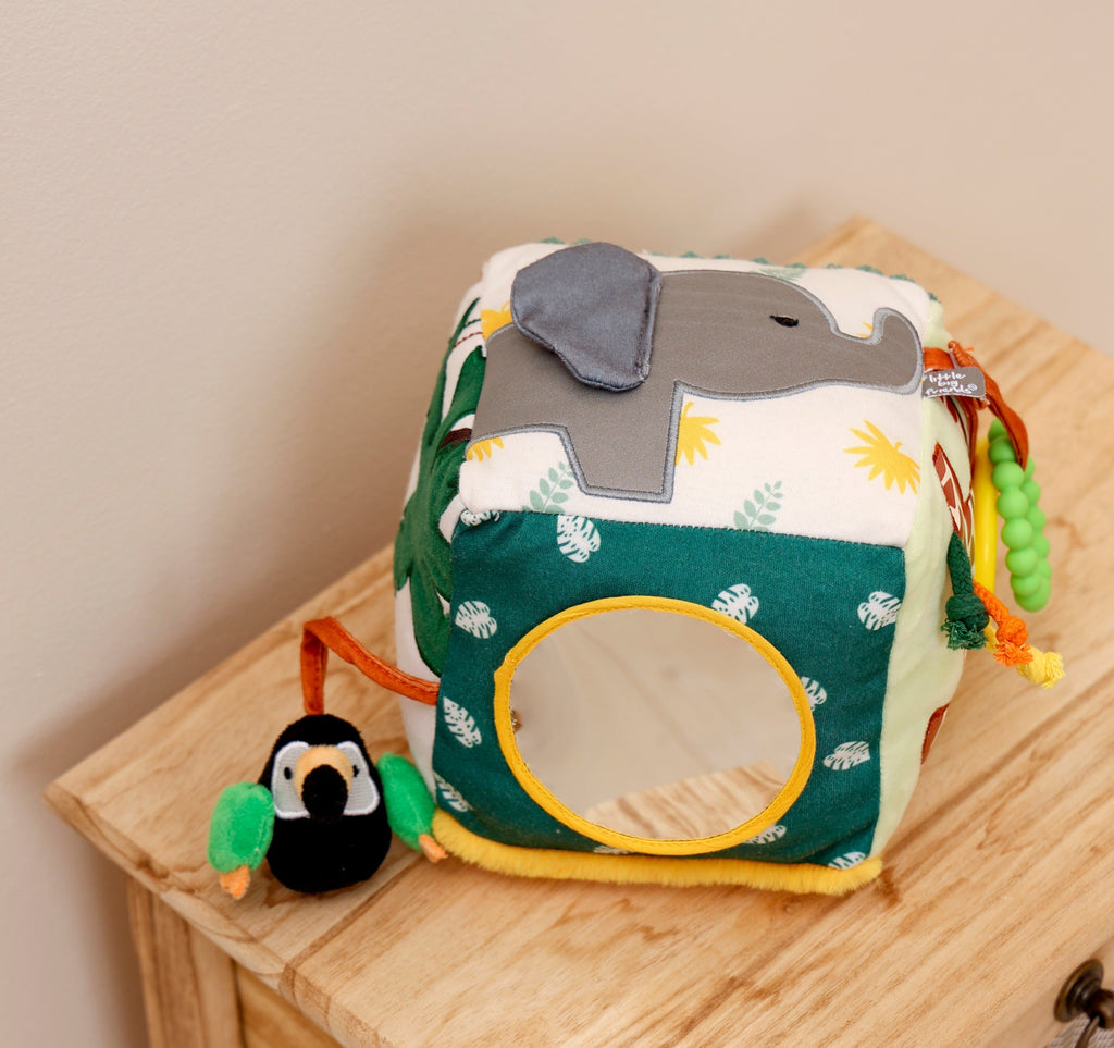 Little Big Friends Children’s Plush Activity Sensory Cube – Jungle - Sensory Toy