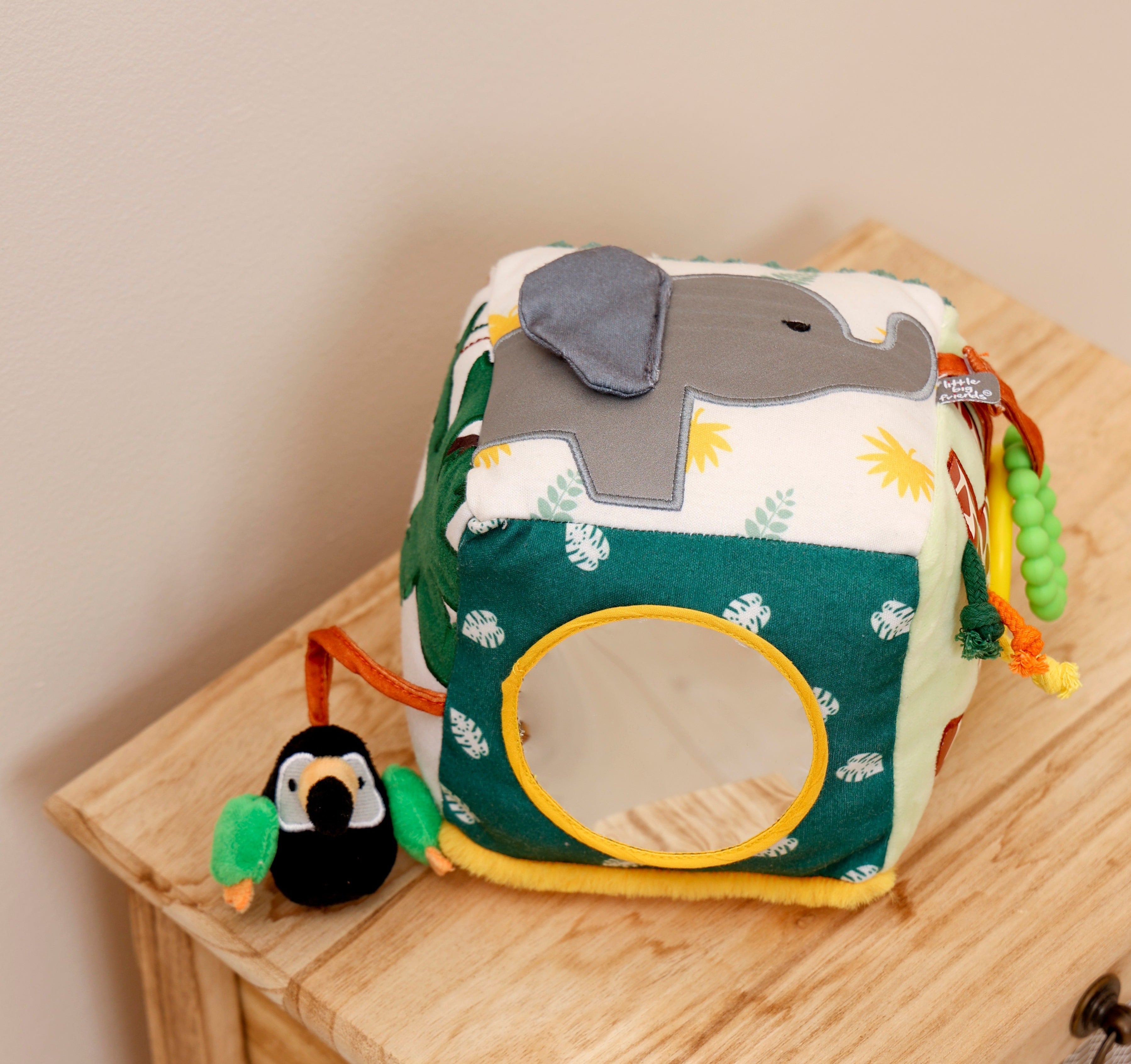 Little Big Friends Children’s Plush Activity Sensory Cube – Jungle - Sensory Toy