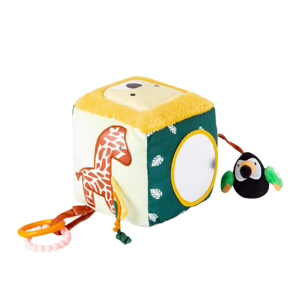 Little Big Friends Children’s Plush Activity Sensory Cube – Jungle - Sensory Toy