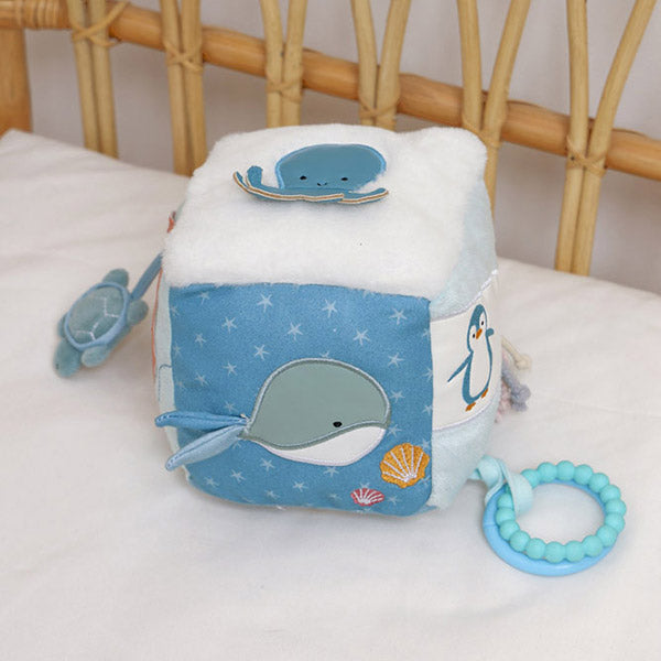 Little Big Friends Children’s Plush Activity Sensory Cube – Ocean - Sensory Toy