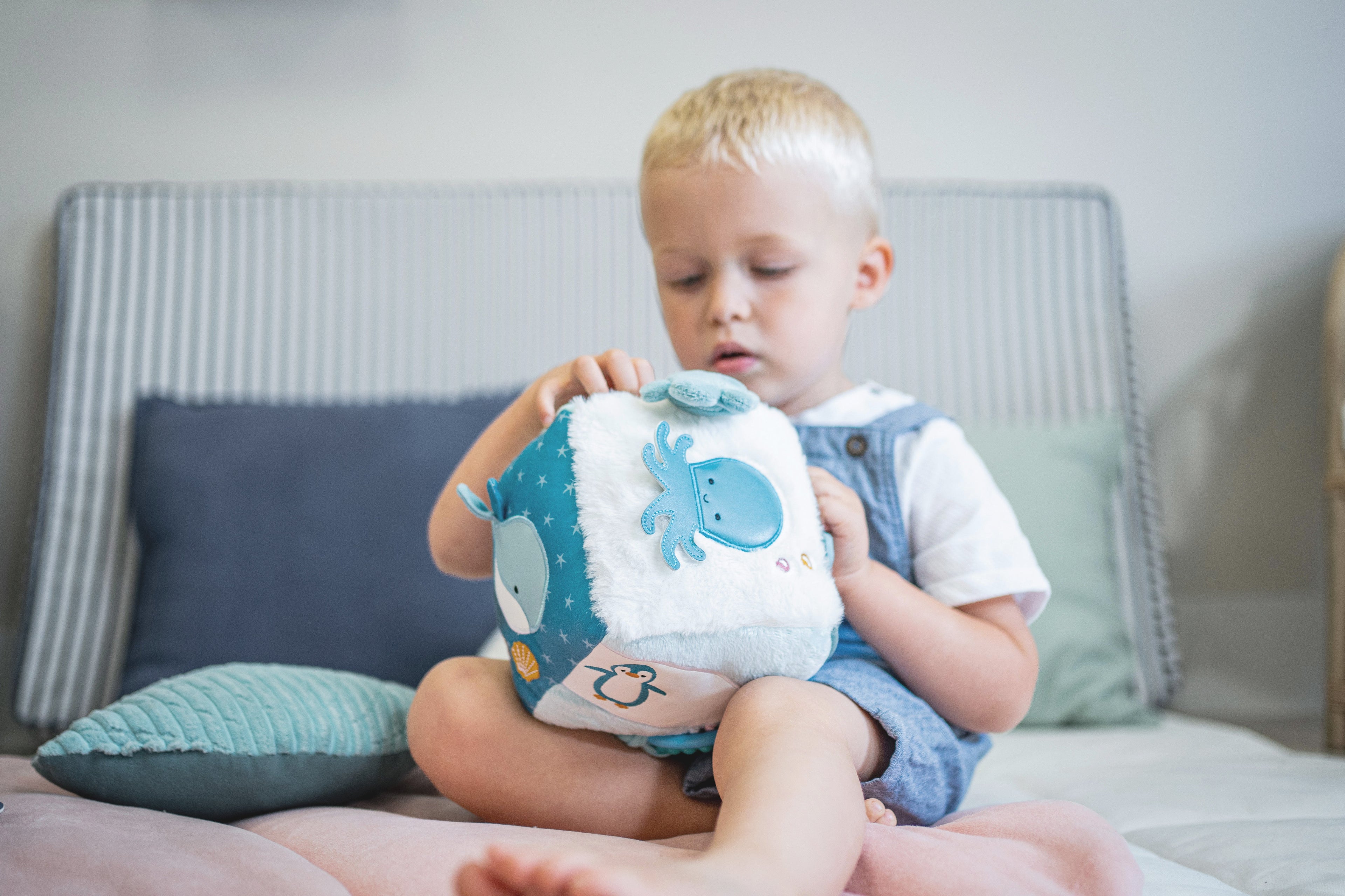 Little Big Friends Children’s Plush Activity Sensory Cube – Ocean - Sensory Toy
