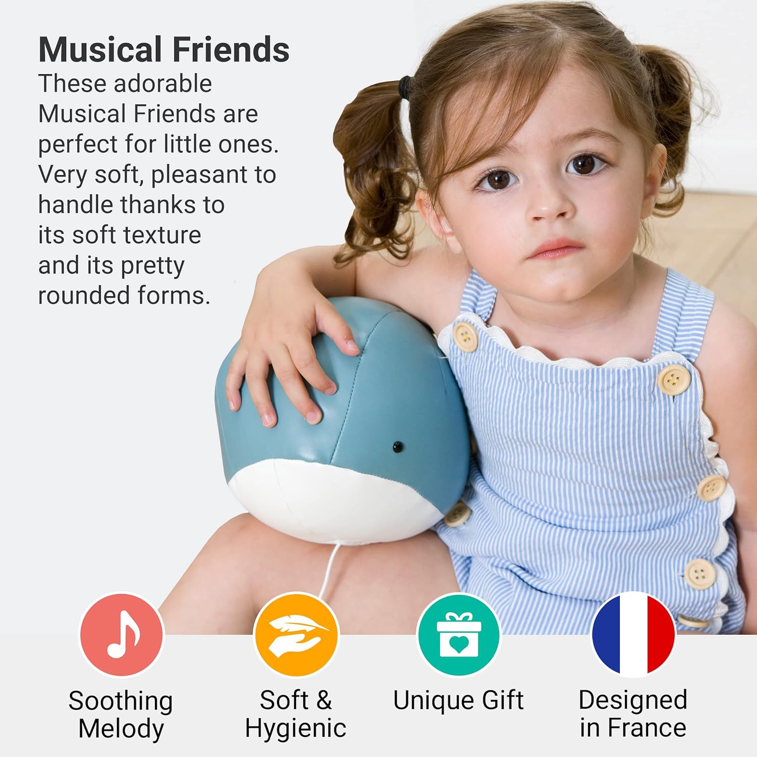 Little Big Friends: Sea Collection Pull-String Musical Animal Toy - Madeleine the Whale - Musical Toy