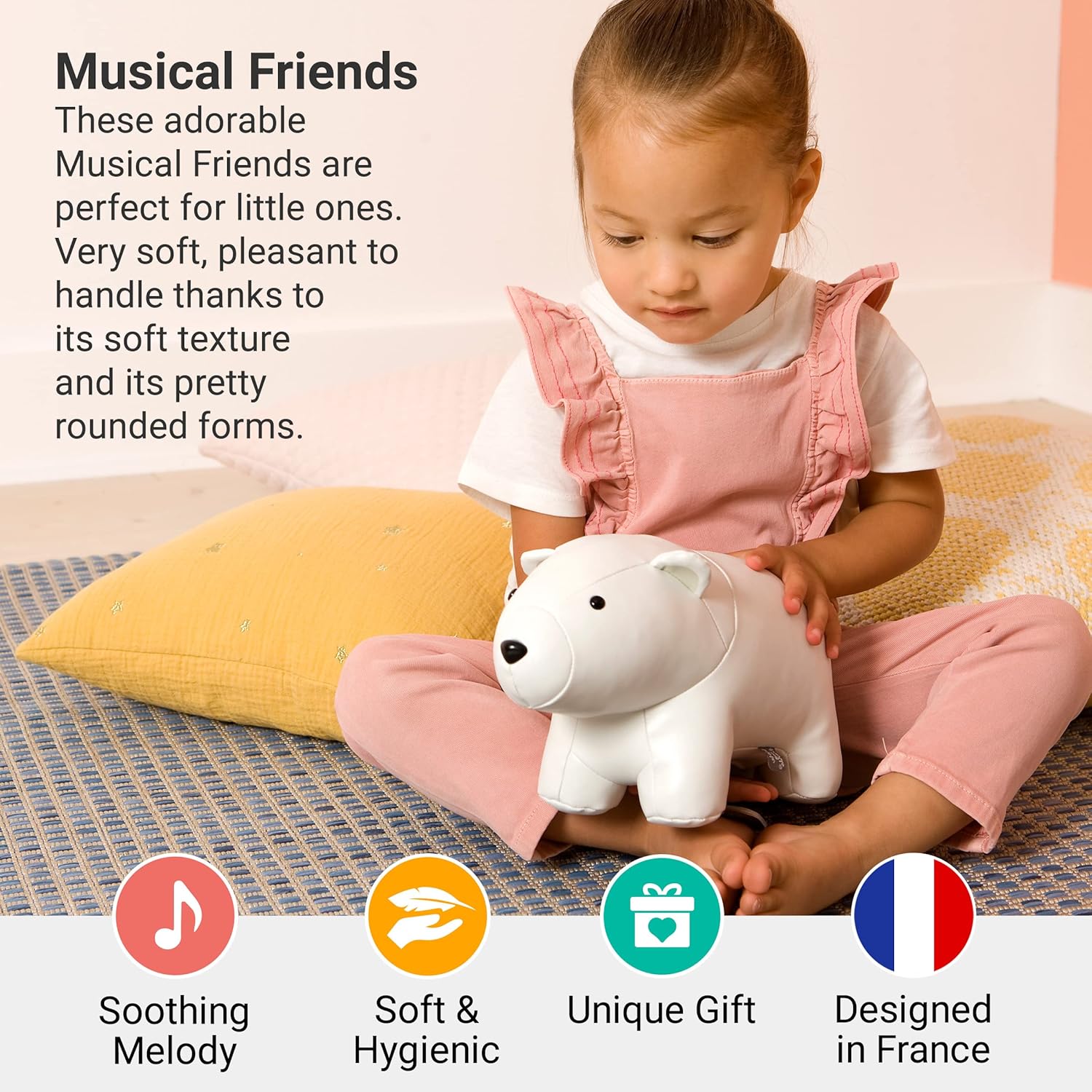 Little Big Friends: Sea Collection Pull-String Musical Animal Toy - Nathan the Polar Bear - Musical Toy