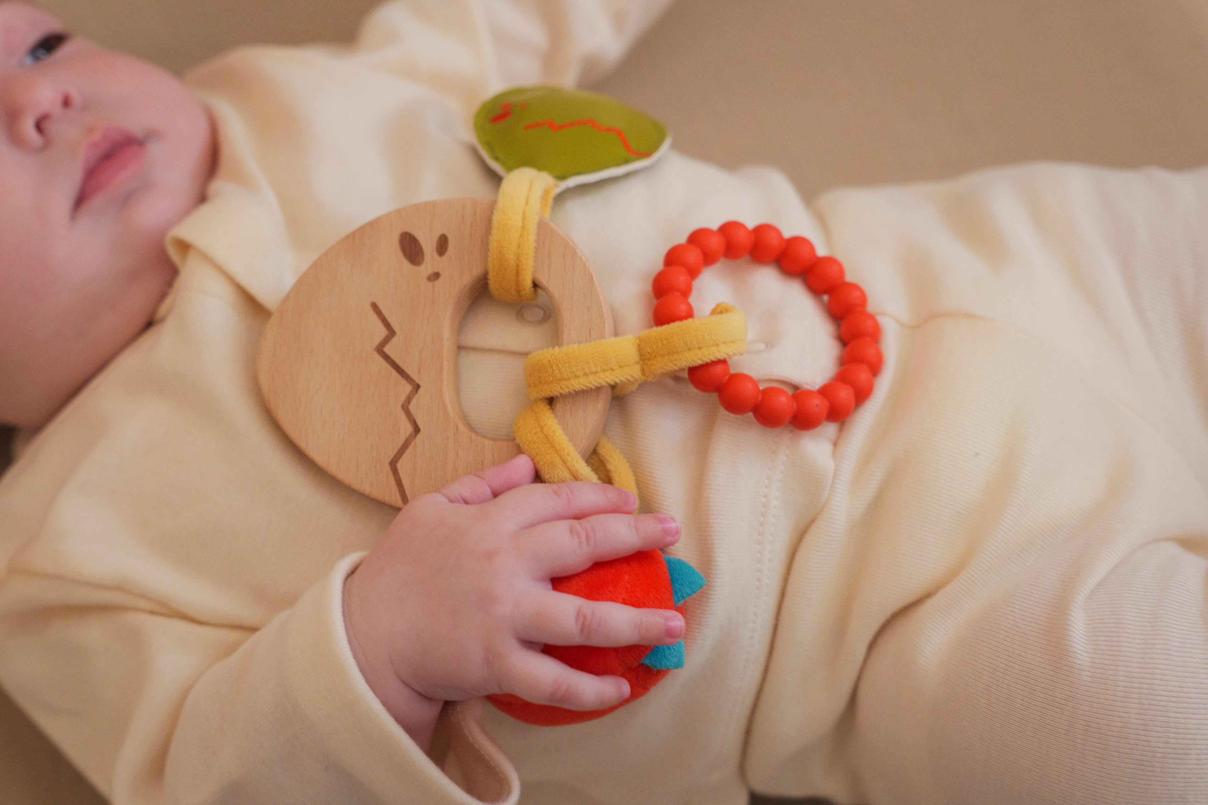 Little Big Friends Wooden Baby Rattle - Dino - Rattle / Teether