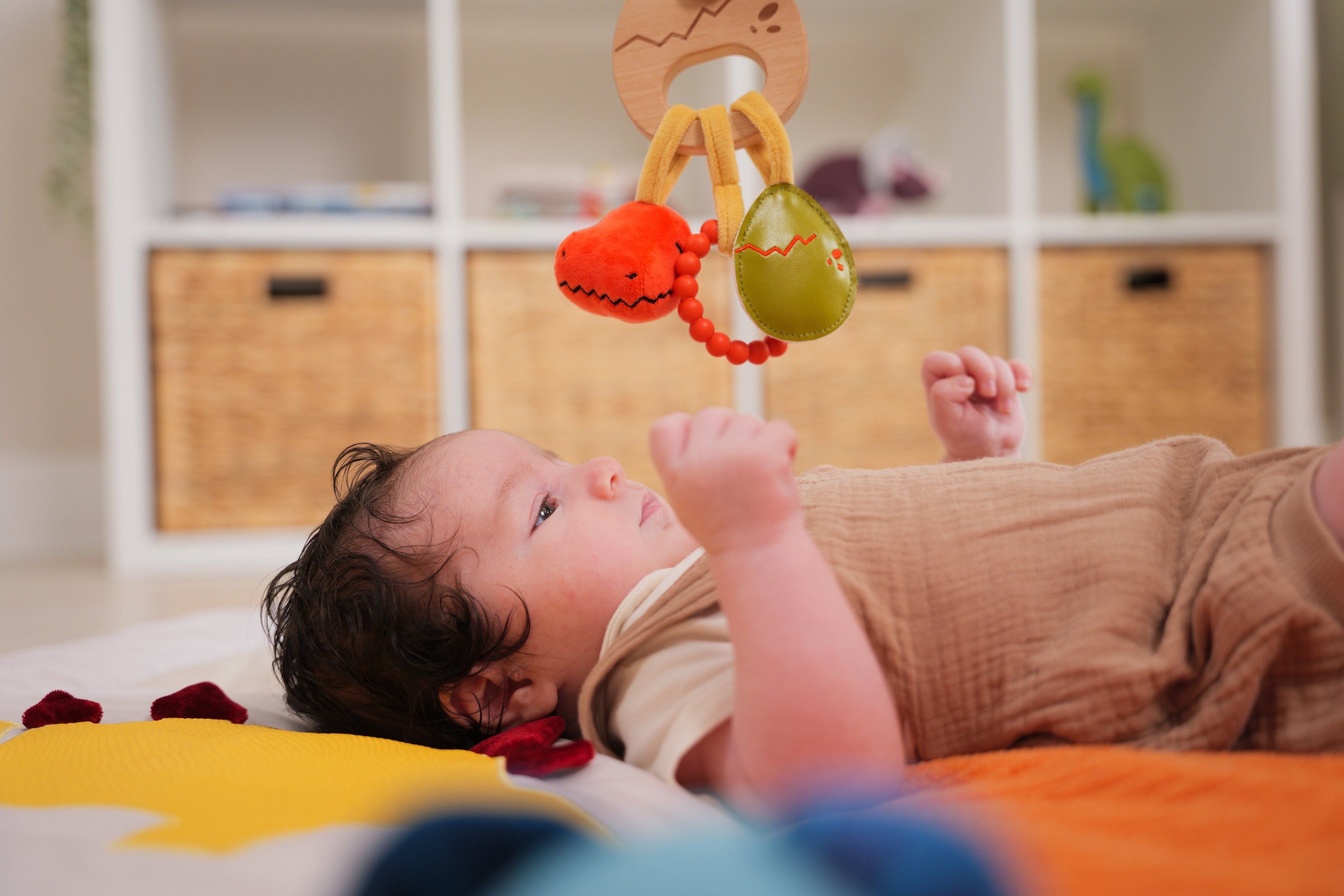 Little Big Friends Wooden Baby Rattle - Dino - Rattle / Teether