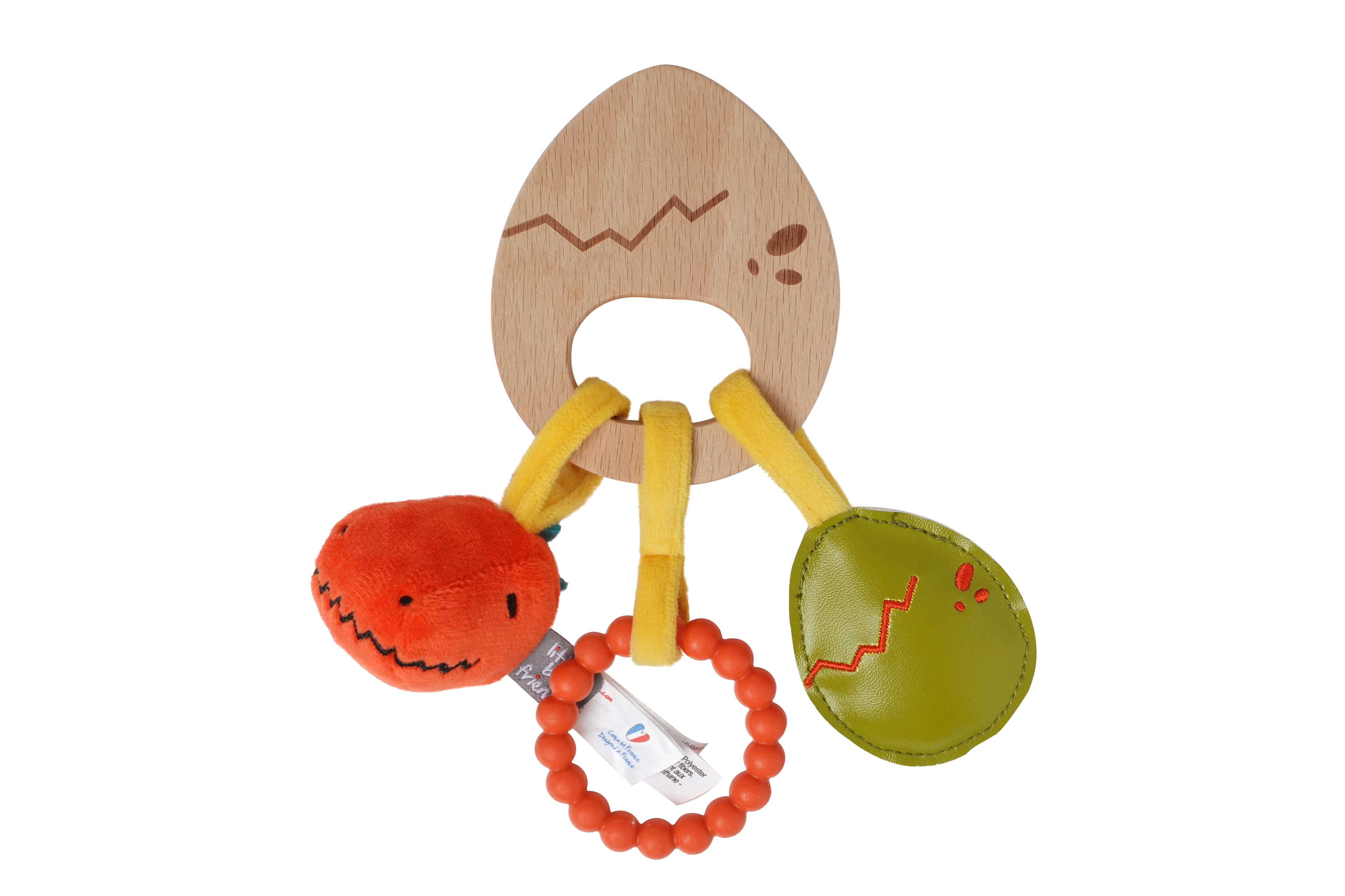 Little Big Friends Wooden Baby Rattle - Dino - Rattle / Teether