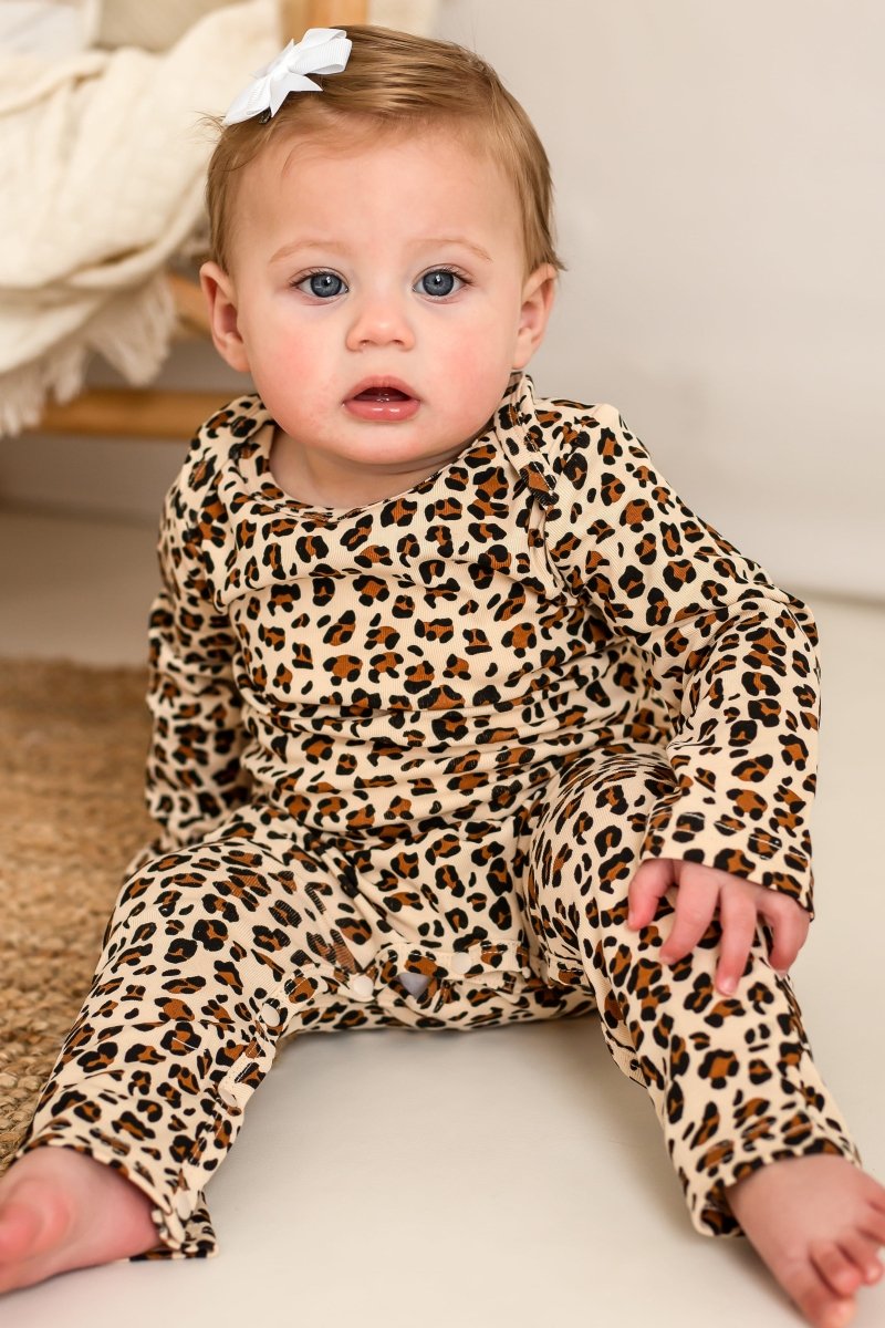 Little Wild One – Leopard Print Baby Romper - Rompers