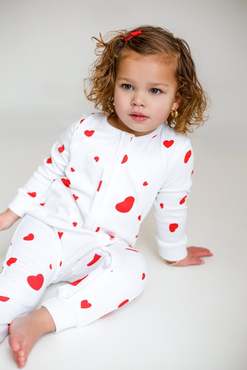 Love Heart Bamboo & Organic Cotton Zip Sleepsuit One Piece - Sleepsuits