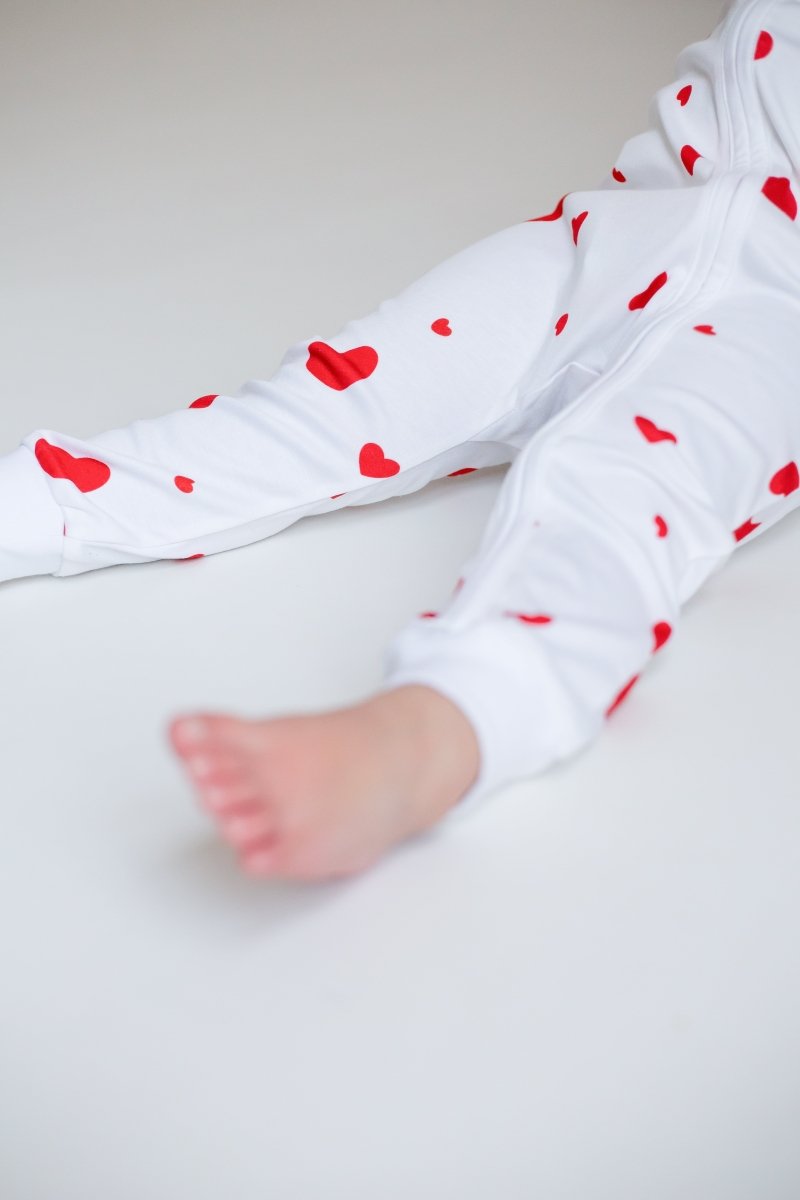 Love Heart Bamboo & Organic Cotton Zip Sleepsuit One Piece - Sleepsuits