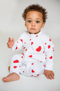 Love Heart Bamboo & Organic Cotton Zip Sleepsuit One Piece - Sleepsuits