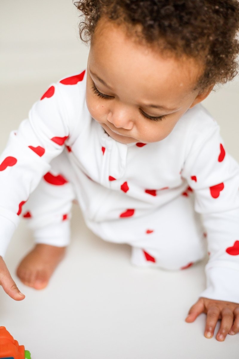 Love Heart Bamboo & Organic Cotton Zip Sleepsuit One Piece - Sleepsuits