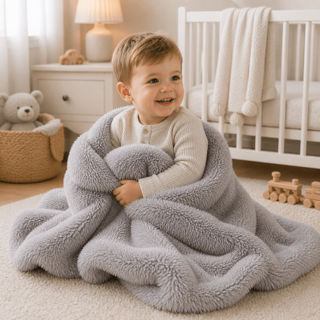 Luxury Faux Fur Baby / Toddler Blanket  - Grey