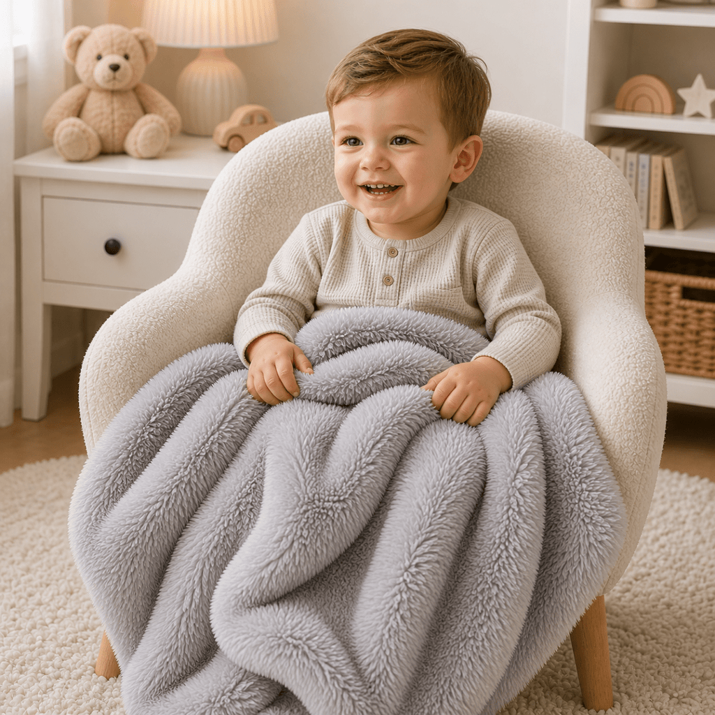 Luxury Faux Fur Baby / Toddler Blanket  - Grey