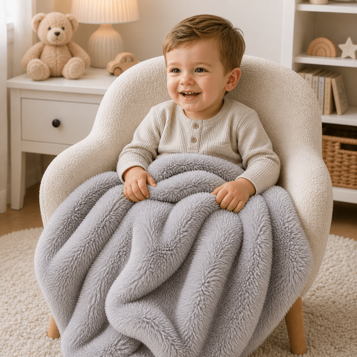 Luxury Faux Fur Baby / Toddler Blanket  - Grey