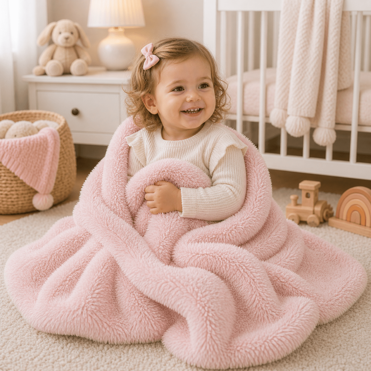 Luxury Faux Fur Baby / Toddler Blanket - Pink-1