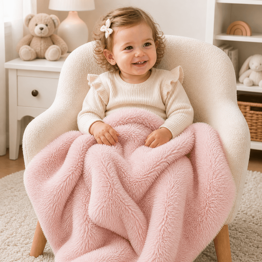 Luxury Faux Fur Baby / Toddler Blanket - Pink-0