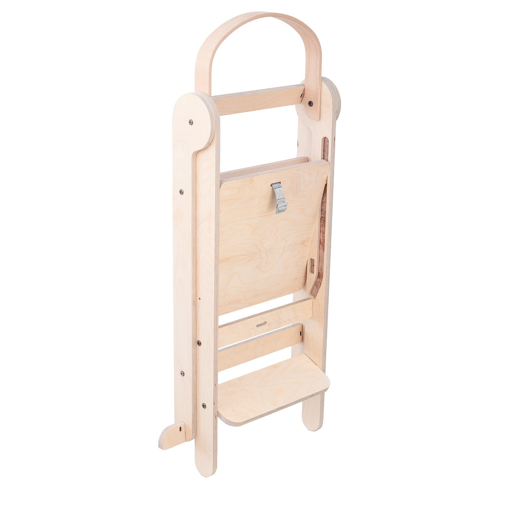 MamaToyz Folding Learning Tower - Natural Beech Wood Montessori Child Safety Platform - Learning Tower