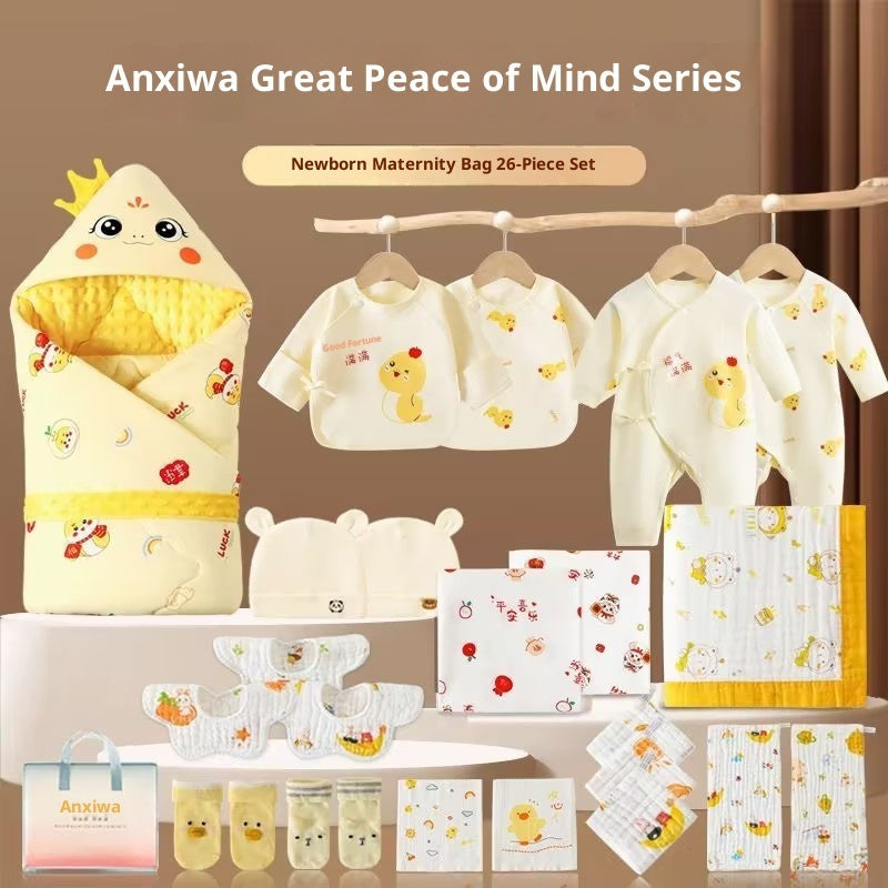 Maternity Bag Newborn Swaddle Bath Towel Clothing Set - Yellow / Autumn And Winter
