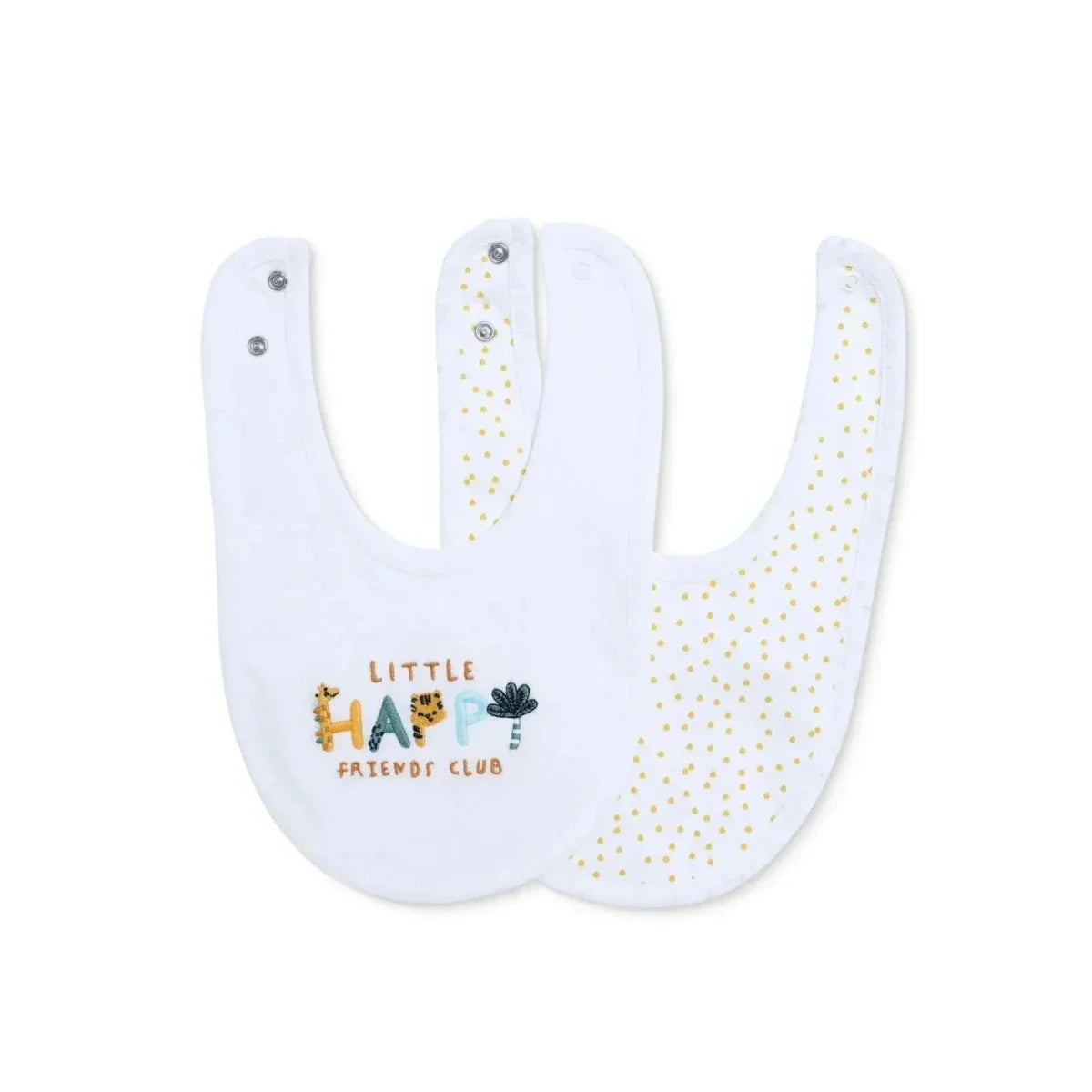 Messy Duck Embroidered Cotton Baby Bib Pack of 2 - Happy - Bibs
