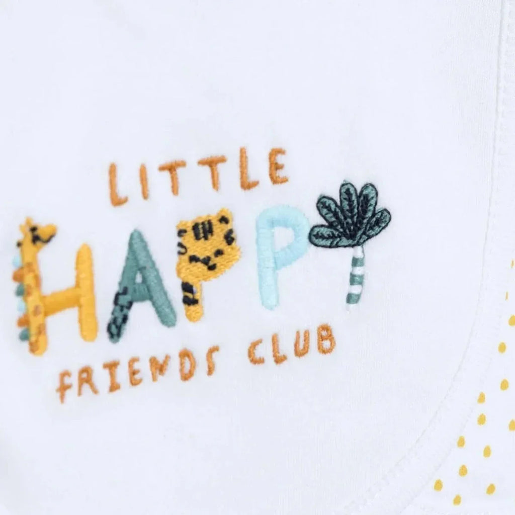 Messy Duck Embroidered Cotton Baby Bib Pack of 2 - Happy - Bibs