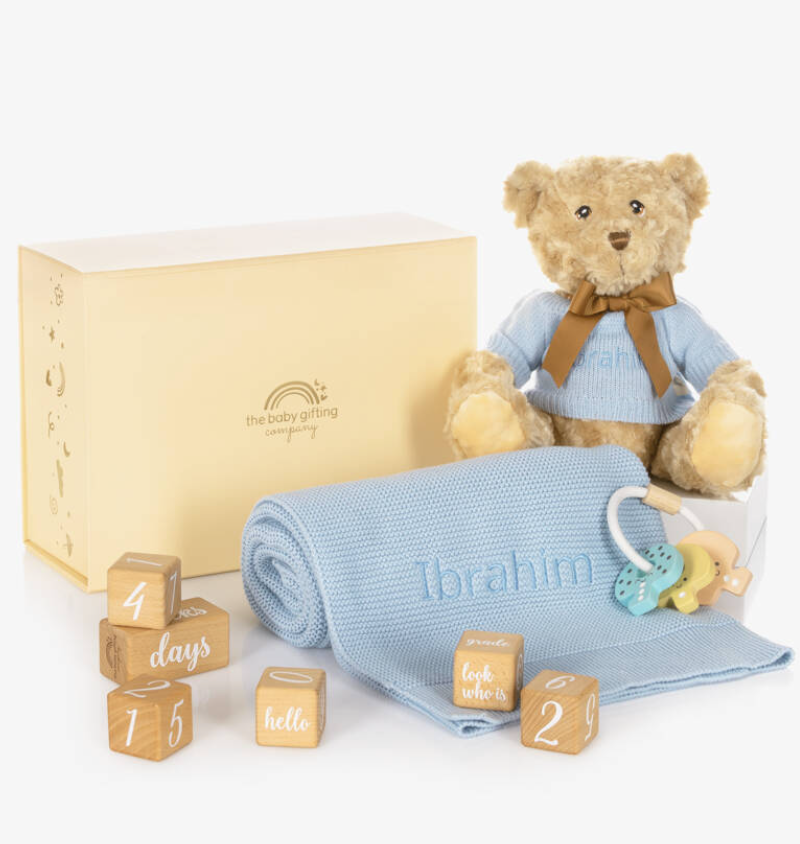 Milestone Snuggles Personalised Baby Gift Set - Blue sky