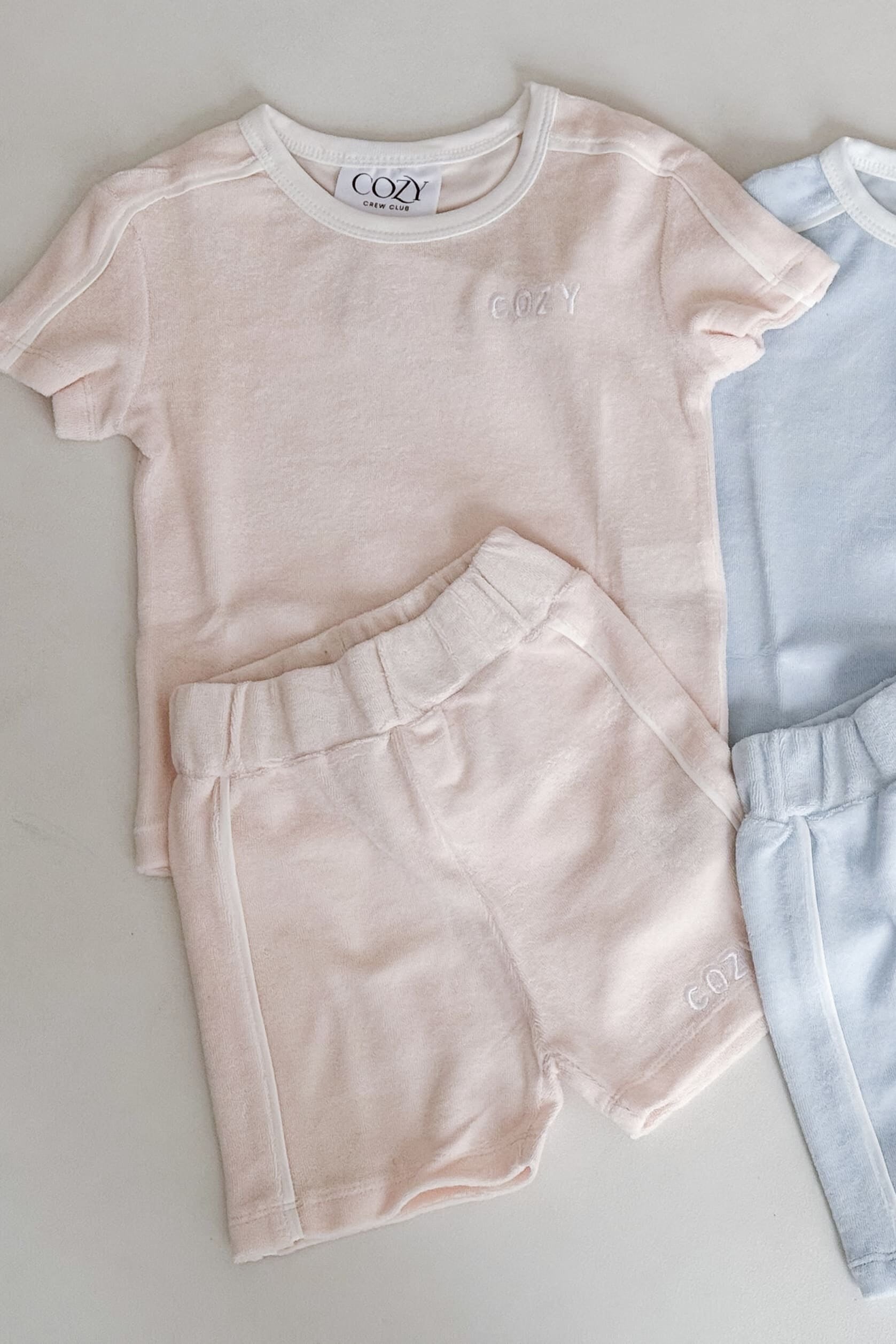 Mini COZY Terry Towelling Tee - Pink - Outfit Sets