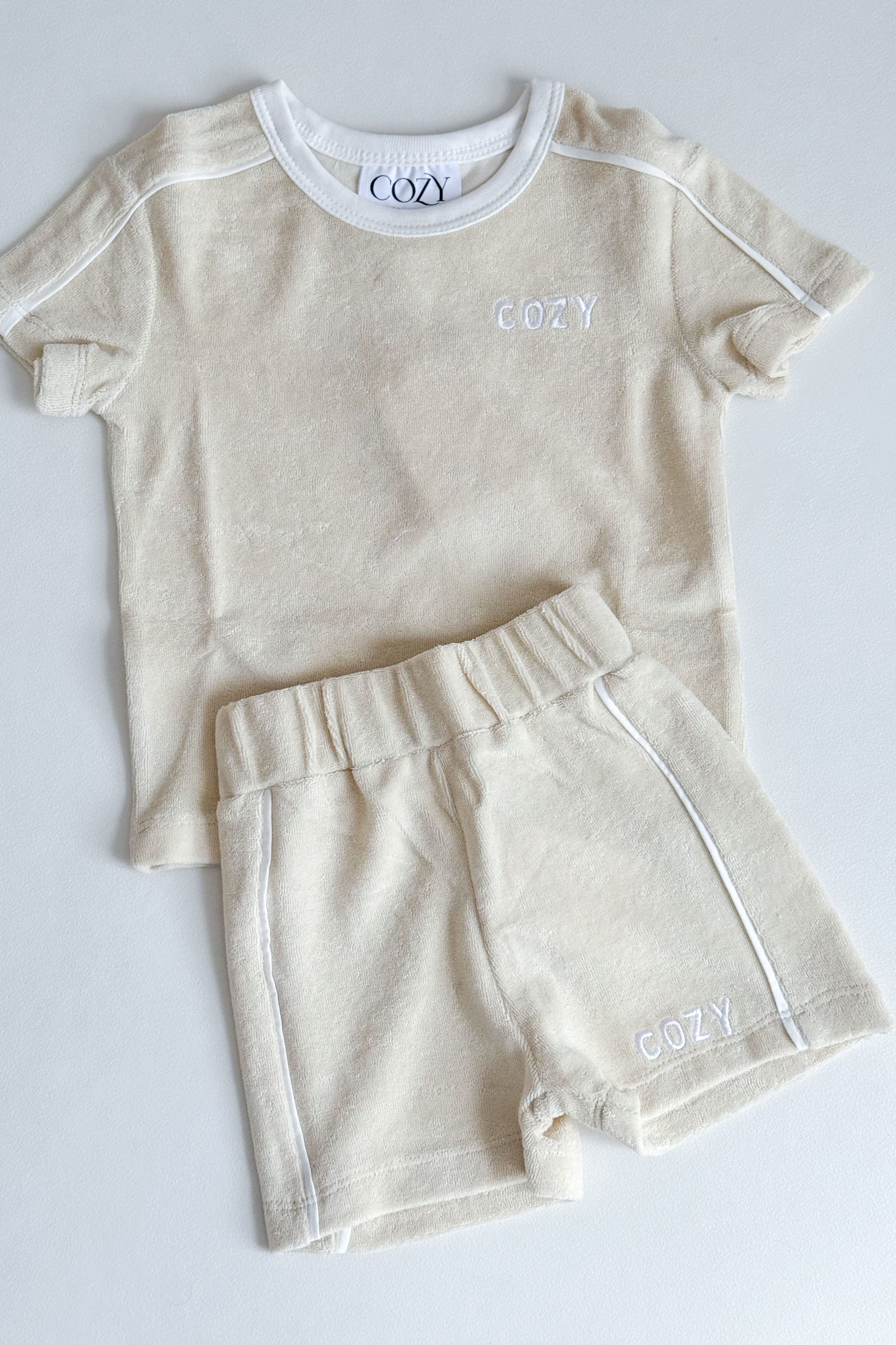 Mini COZY Terry Towelling Tee - Sand - Outfit Sets