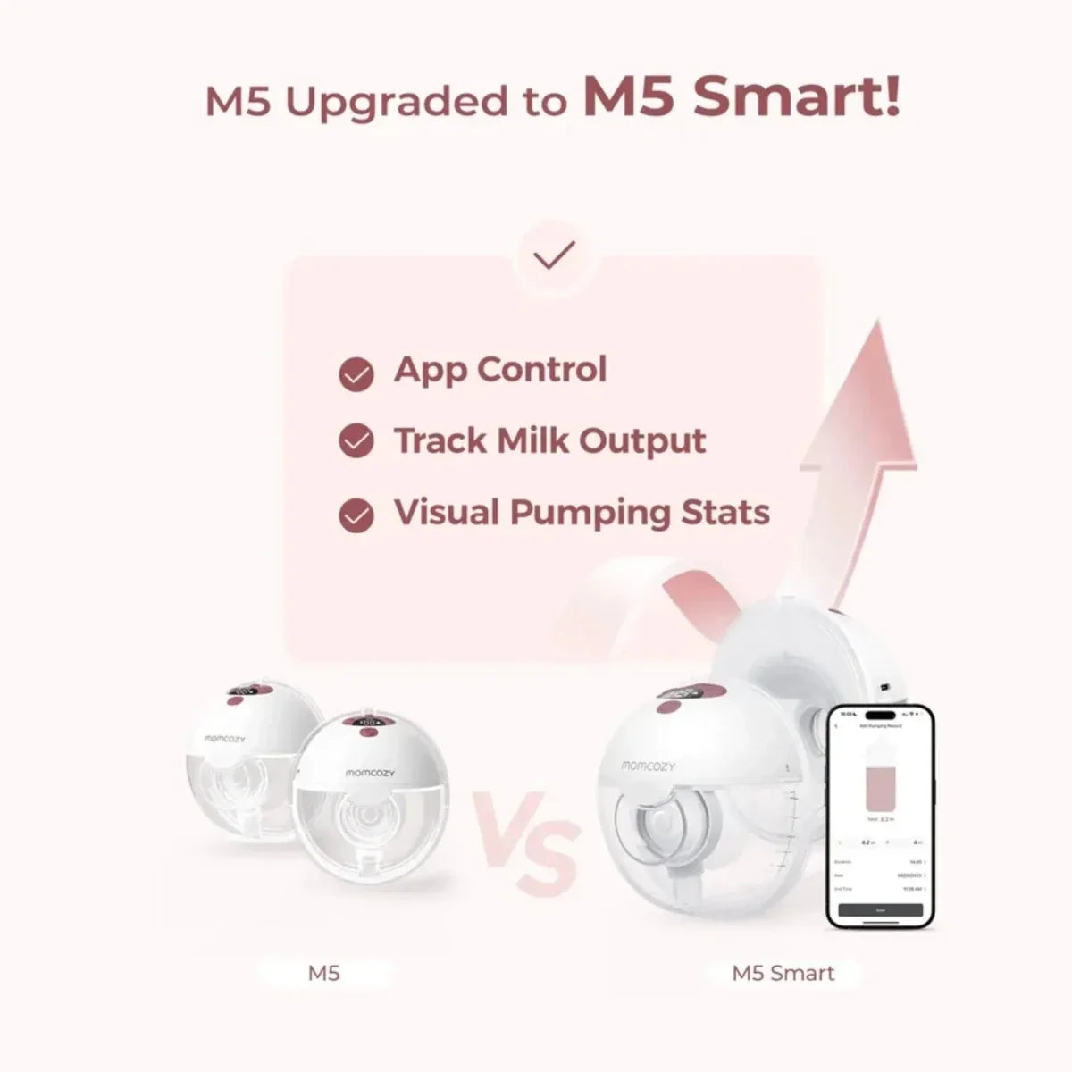 Momcozy M5 Smart Single Wearable Electric Breast Pump - Gray - Electric Breast Pumps