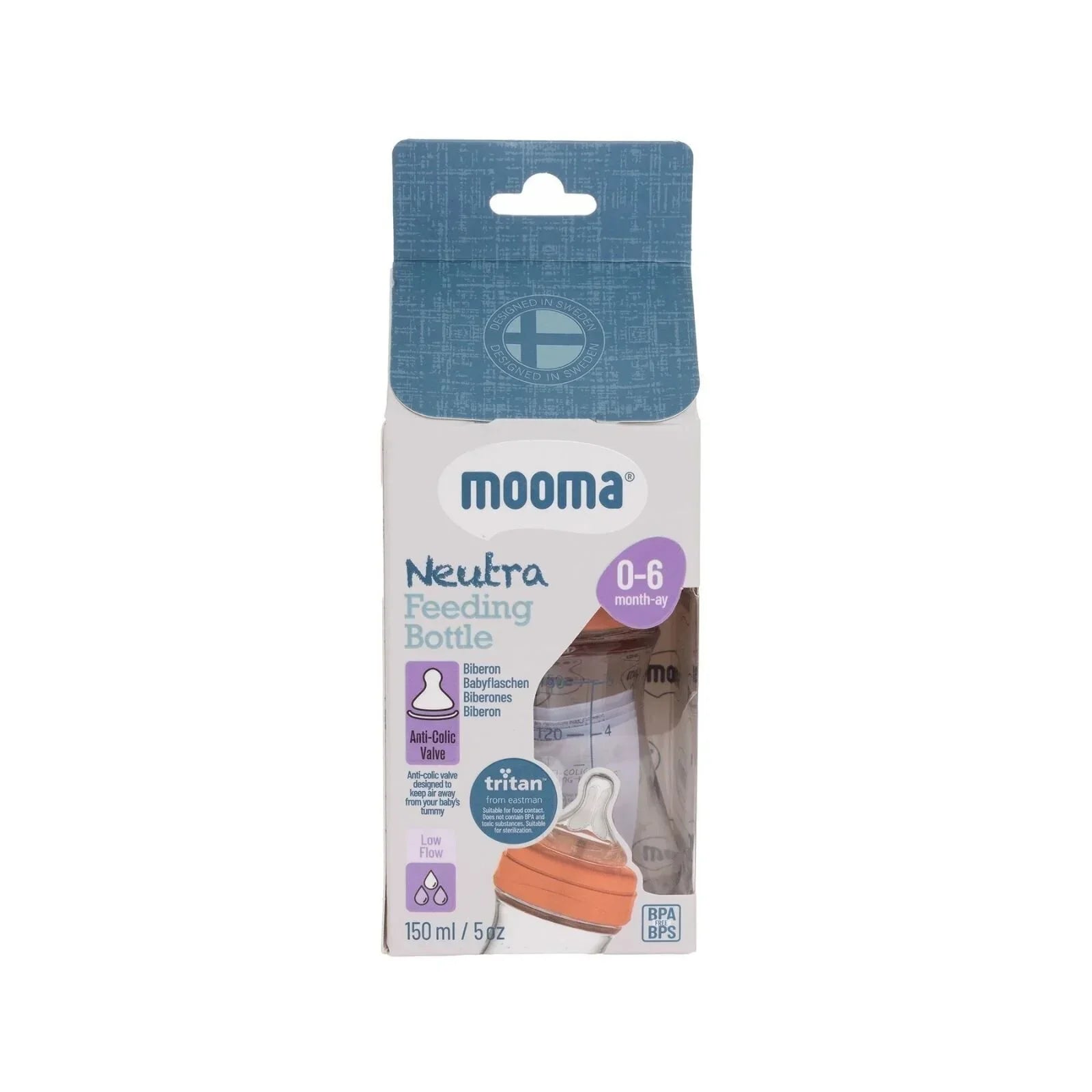 Mooma Neutra Tritan Bottle Slow Flow 0-6 months 150ml - Coral Pink - Bottles