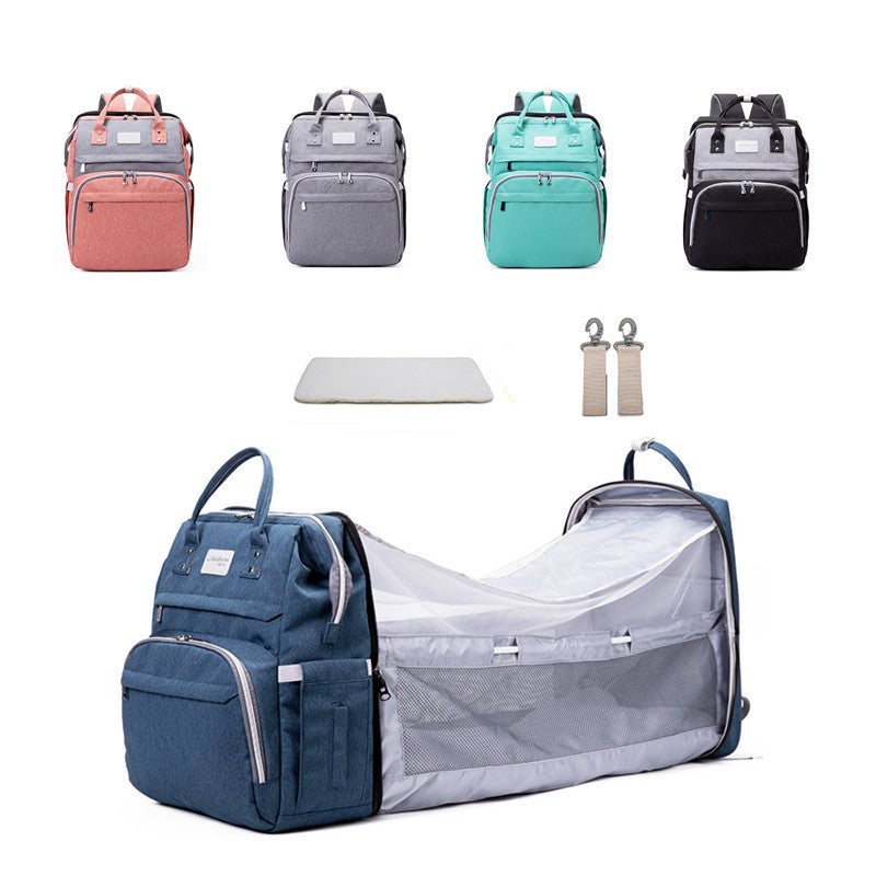 Multifunctional Maternity Diaper Backpack Upgraded With Removable Mosquito Net Large Capacity Foldable Infants Baby