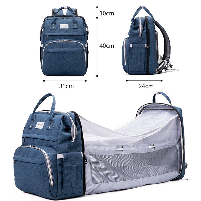 Multifunctional Maternity Diaper Backpack Upgraded With Removable Mosquito Net Large Capacity Foldable Infants Baby