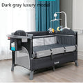 Multifunctional Baby Cot Splicing Large Bed Movable - Dark grey luxury model