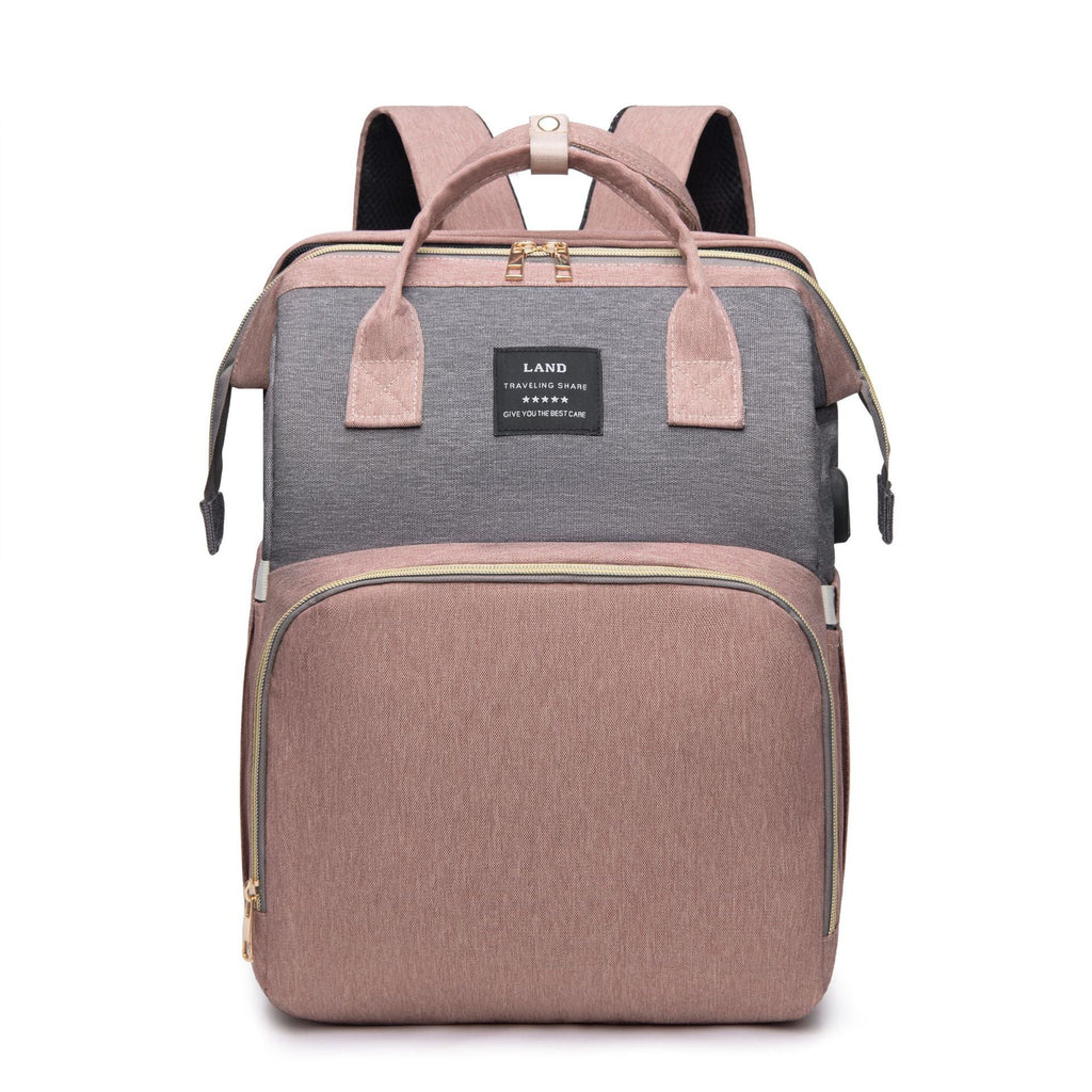 Mummy Baby Bag Backpack – Large Insulated Nappy & Milk Bag - Pink Gray Send Toys - Baby Changing & Nappy Bags