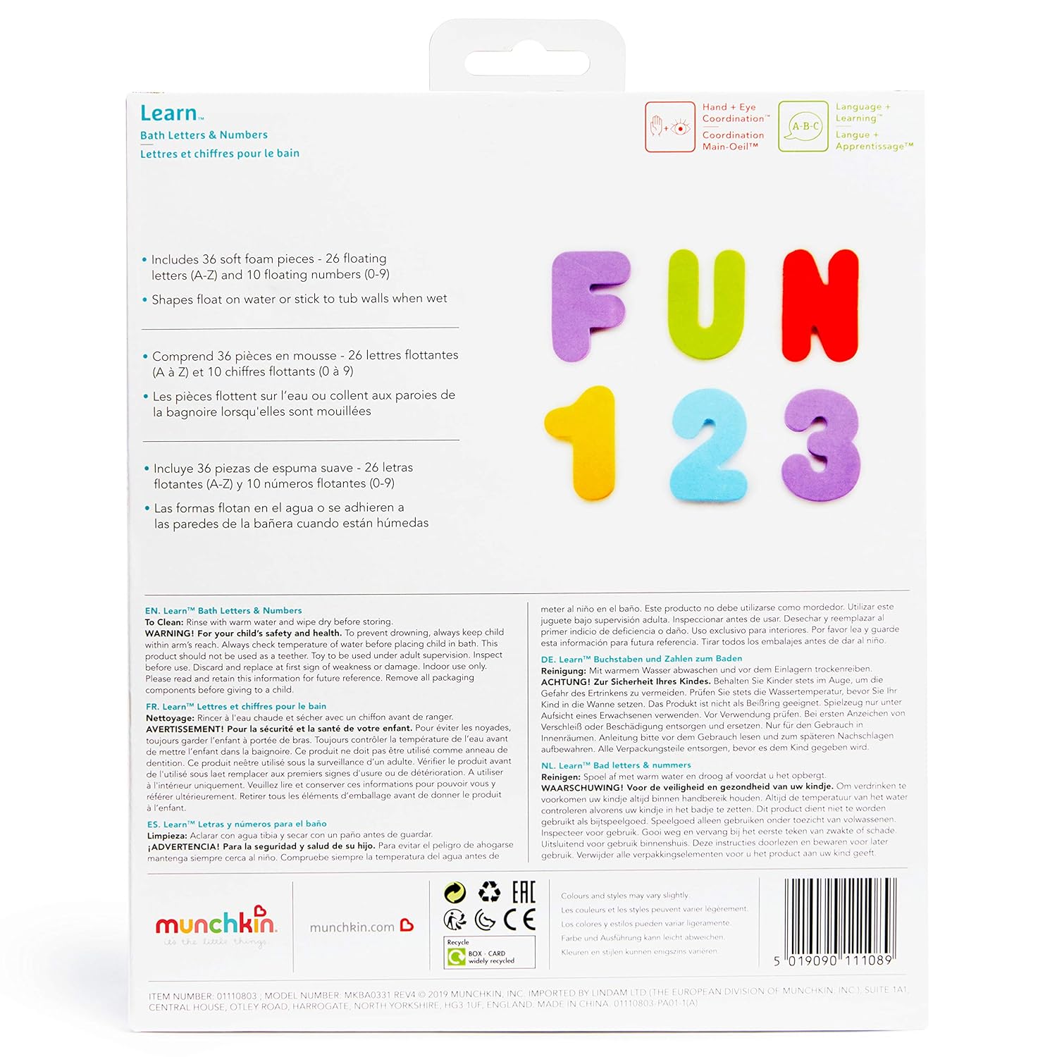Munchkin Letters and Numbers Bath Toys (36 Items) - Bath Toy