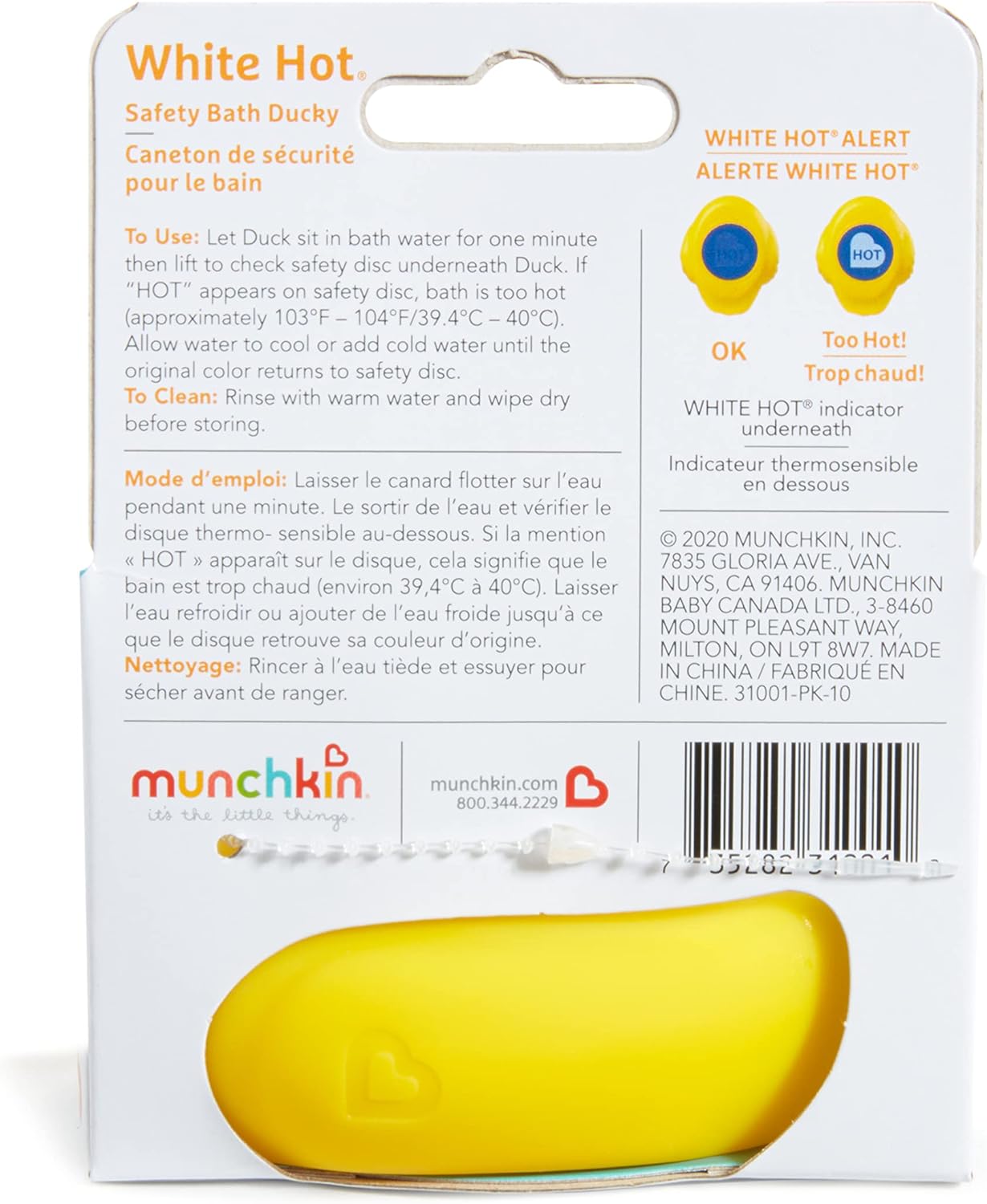 Munchkin White Hot Rubber Duck Bath Thermometer Toy - Bath Thermometer