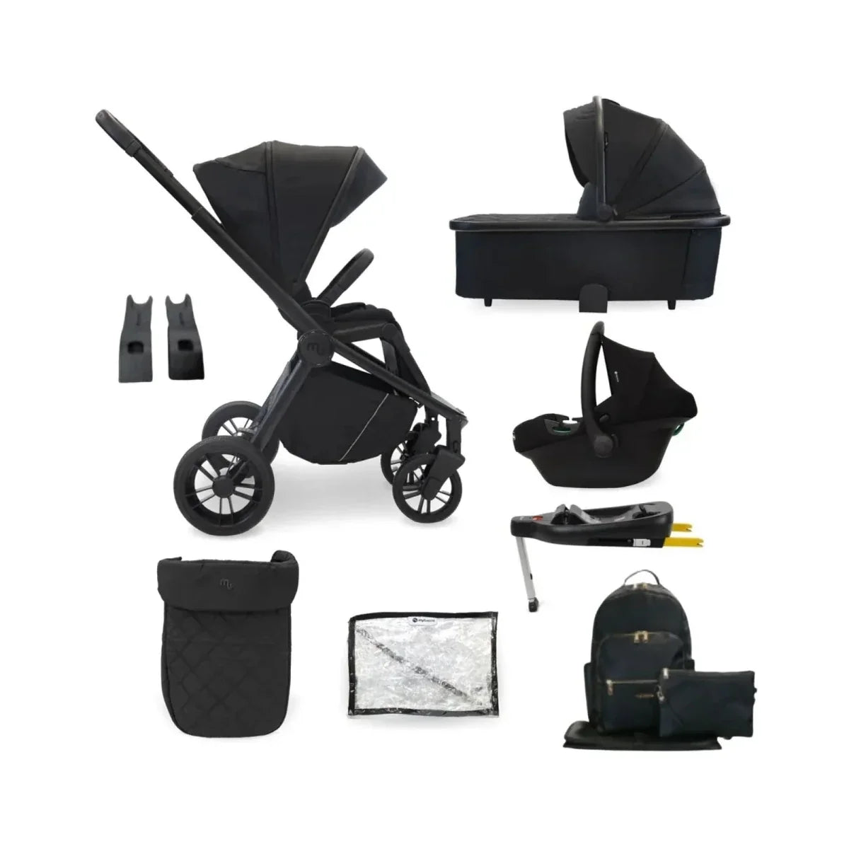 My Babiie MB450i 3-in-1 Travel System - Black - Black - 4 Wheel Travel Systems