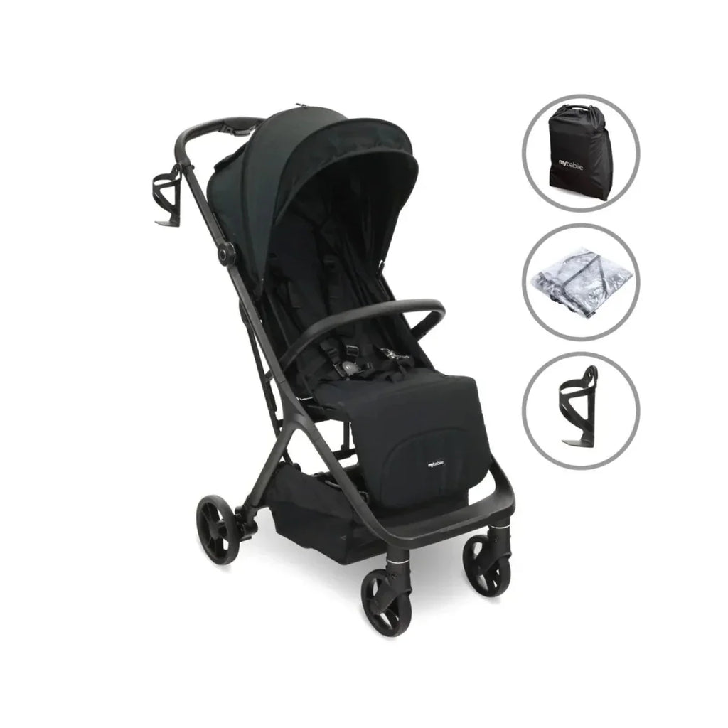 My Babiie MBX7 Auto-Fold Compact Stroller - Black - Black - Pushchairs & Buggies & Strollers