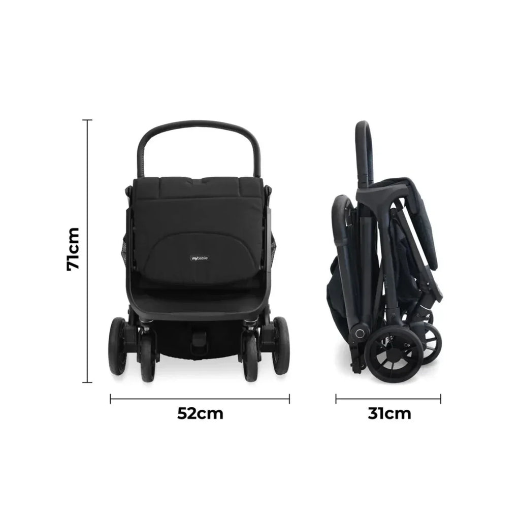 My Babiie MBX7 Auto-Fold Compact Stroller - Black - Black - Pushchairs & Buggies & Strollers