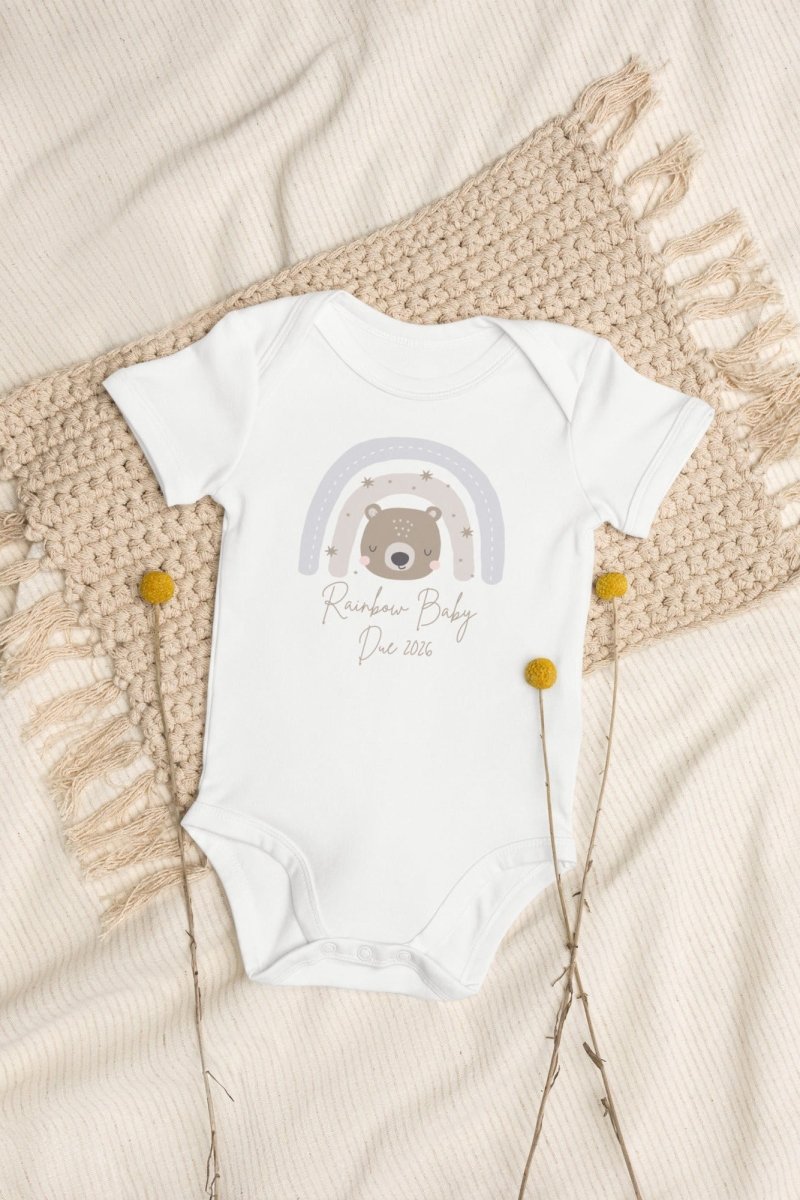Neutral Bear Rainbow Baby Due Bodysuit - Bodysuits