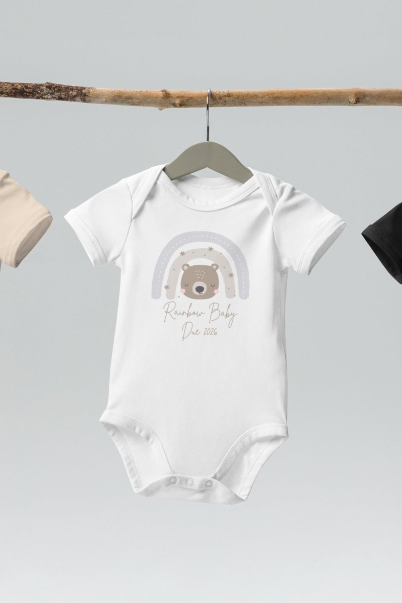 Neutral Bear Rainbow Baby Due Bodysuit - Bodysuits