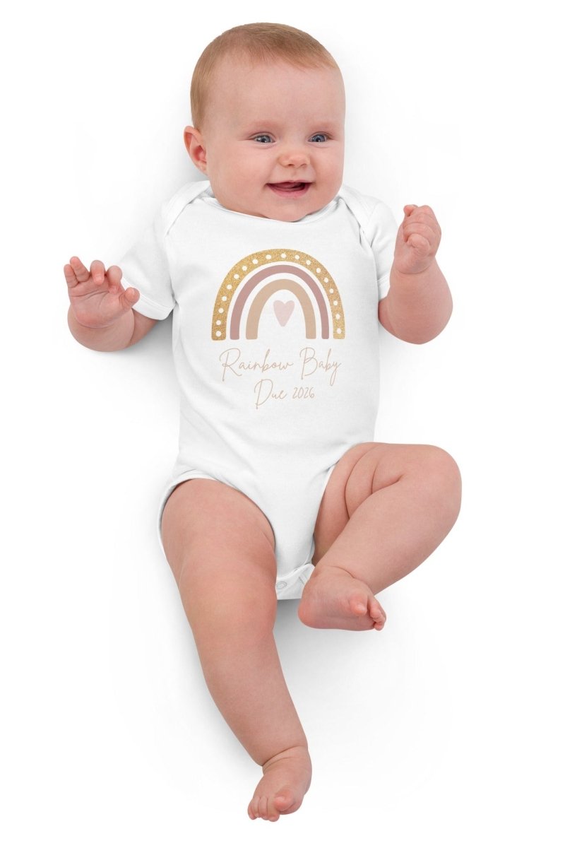 Neutral Heart Rainbow Baby Due Bodysuit - Bodysuits