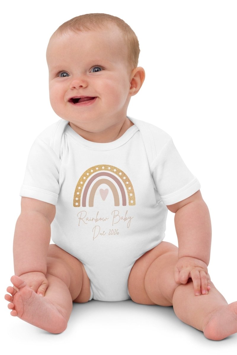 Neutral Heart Rainbow Baby Due Bodysuit - Bodysuits