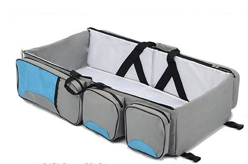 New multi function Mommy bag type baby portable bed folding sleeping basket outdoors baby sleeping baby - Gray